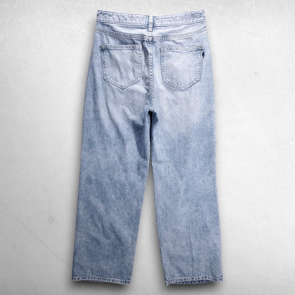 Pilcro Anthropologie High Rise Wide Leg Jeans Straight Distressed Womens 28 Blue - Picture 2 of 14